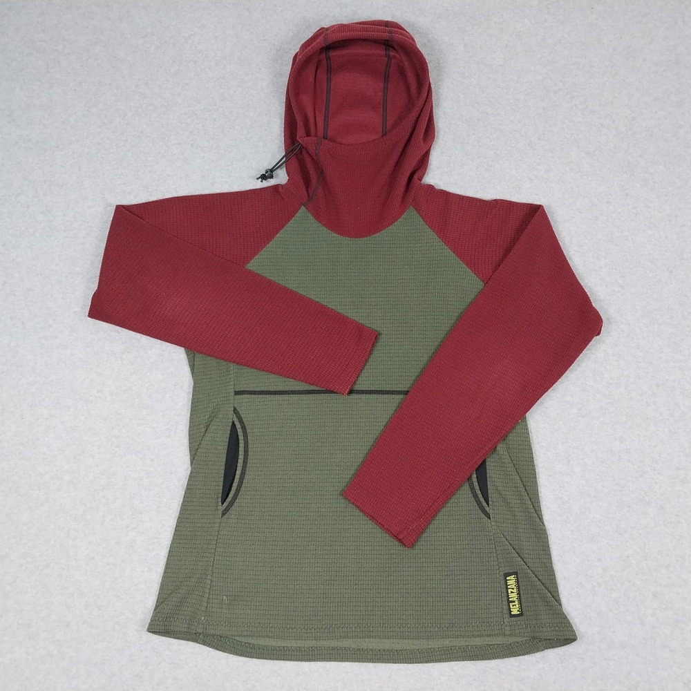 Melanzana MicroGrid HoodieWomens Large Mens Medium Green Red Fleece Pullover